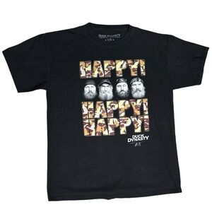 Duck Dynasty Happy Happy Happy Black short sleeve crew neck Graphic Tee L